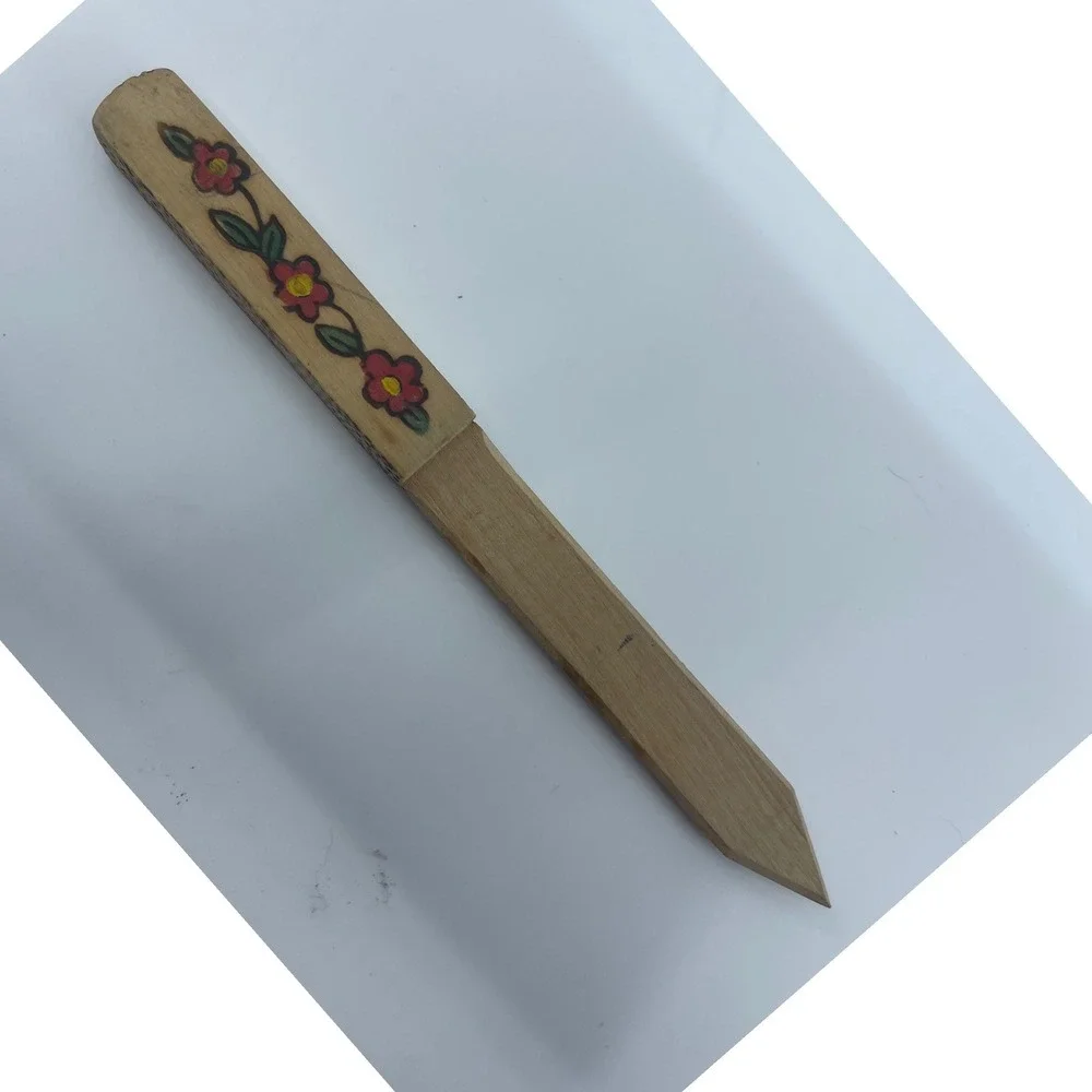 Hand Carved Wooden Letter Opener Garden‎ Marker 